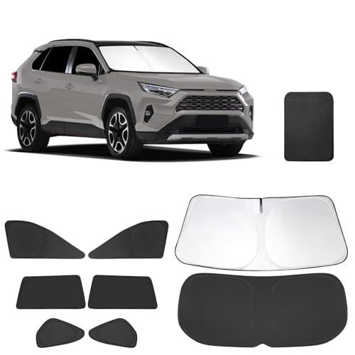 8 PCS Window Shades for Toyota RAV4 2019-2025 2026 Accessories, UV Sun Heat Insulation & Privacy Protection, Full Set Windshield Side Rear Window Sun Shade Covers for Camping Napping Leisure - size: For Toyota Rav4 2019-2026