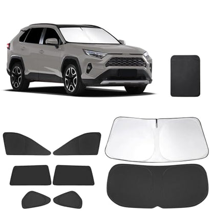 8 PCS Window Shades for Toyota RAV4 2019-2025 2026 Accessories, UV Sun Heat Insulation & Privacy Protection, Full Set Windshield Side Rear Window Sun Shade Covers for Camping Napping Leisure - size: For Toyota Rav4 2019-2026