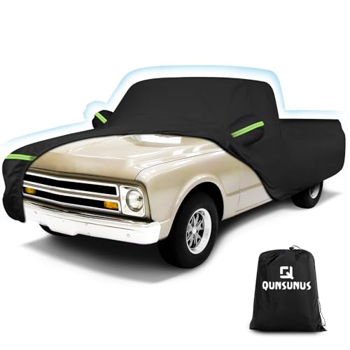 QUNSUNUS Car Cover for Chevrolet C10 C20 K10 K20 1960-1991 Standard Cab 6.5Ft Short Bed, Waterproof C10 Truck Cover with Zipper, Car Covers All Weather with Wind, Sun, UV and Dust Protection - size: for Chevrolet C/K Standard Cab 6.5ft Short Bed