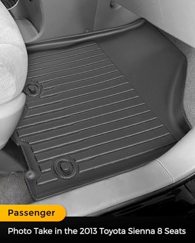 for Toyota Sienna 2020-2013 8 Seater Floor Mats Cargo Liner Trunk Carpet All Weather Heavy Duty TPE Waterproof Anti-Slip Tech Mats for Toyota Sienna 2014 2015 2016 2017 2018 2019 Accessories