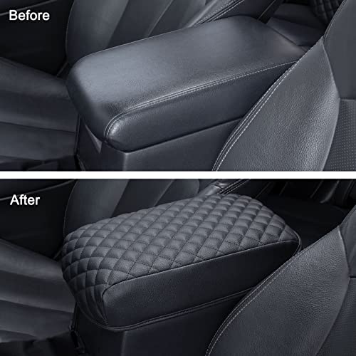JKCOVER Center Console Armrest Cover Compatible with Toyota 4Runner 2010-2022 2023 2024 Truck Accessories Premium PU Leather Cushion Protector (Black)