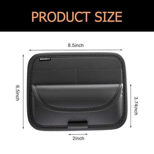 Shakas Car Sun Visor Organizer, Multifunctional Multi-Pocket Sunglasses Card Holder Pen Document Holder, Leather Anti-Scratch Protection Visor Storage Bag for Most Cars Trucks SUVs, Black