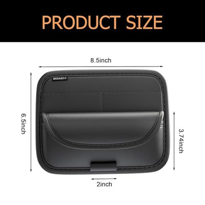 Shakas Car Sun Visor Organizer, Multifunctional Multi-Pocket Sunglasses Card Holder Pen Document Holder, Leather Anti-Scratch Protection Visor Storage Bag for Most Cars Trucks SUVs, Black