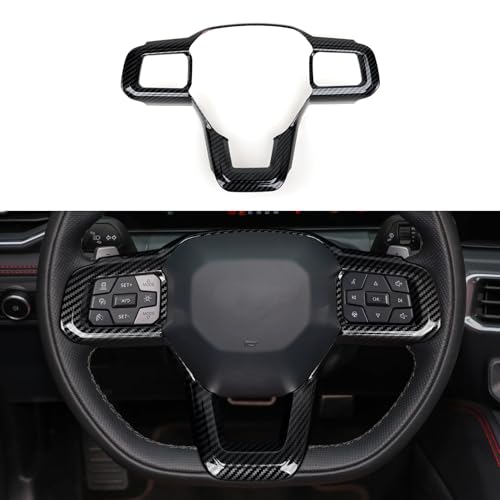 Youtaiche Car ABS Carbon Fiber Trim Decal Sticker Interior Trim Cover Accessories for 2024 2025 2026 Ford Mustang - color: Steering Wheel Panel