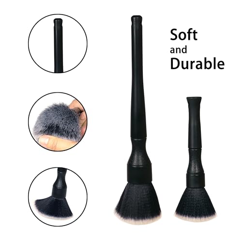 Ultra-Soft Car Detailing Brush Set, Scratch-Free Cleaning Brushes for Interior and Exterior, Air Vents, Dashboard, Wheels, Engine Bay, and Leather Surfaces - size: 2 PCS