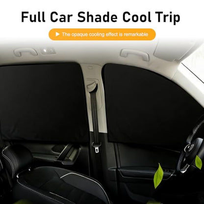 4 PCS Car Side Window Sun Shade, Adjustable Anti-Glare Car Window Shades, Heat Insulation Blackout Curtains, Universal Automotive Interior Accessories (Black) - color: Black