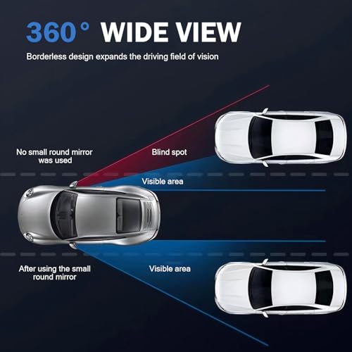 Blind Spot Mirror, 2PCS Vehicle Reversing Rear View Mirror, 360 Degree Adjustable Frameless Design, Universal for Most Cars (White)
