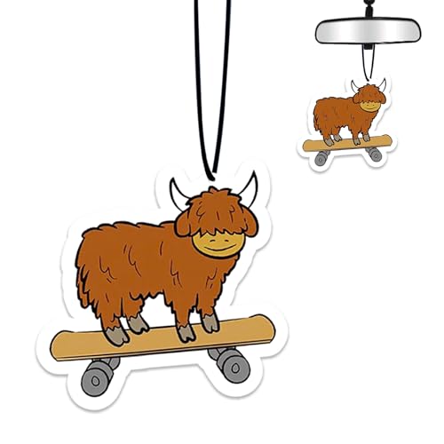 Highland Cow Air Freshener Hanging for Car Scented Ornaments Mirror Cute Car Fresheners Highland Cows Car Accessories Auto Interior Decor Scent Home Bathroom Closet Cow Gifts for Women Men - color: Highland Cow