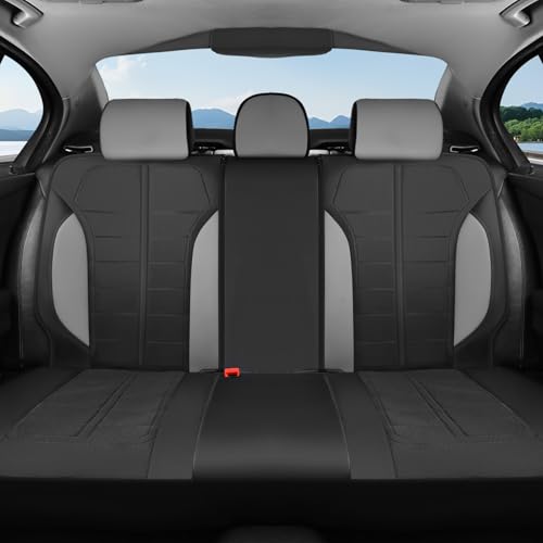 Coverado 3D Air Mesh Rear Car Seat Cover, Sports Carbon Fiber Design, Breathable Seat Protectors Airbag Compatible Comfort Universal for Most Cars, Van,Trucks, SUV, Black&Grey - color: Black&Gray, size: Rear