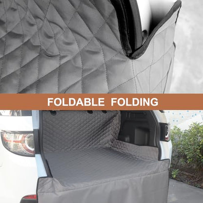 SUV Cargo Liner for Dog Heavy Duty Polyester Pet Trunk Cargo Cover Dog Car Seat Cover Mat Non-Slip Backing & Adjustbale Strong Buckle Universal Fit (Gray) - color: Gray