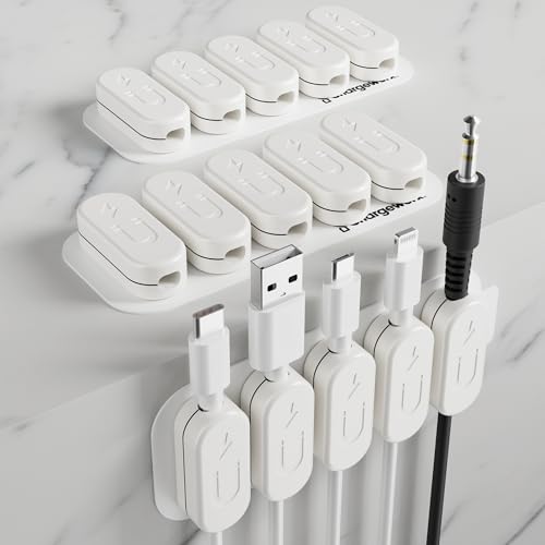 CHARGEWORX Magnetic Cable Clips 10-Pack – Adhesive Cord Organizer for Desk, Wall, Nightstand & Car – Magnetic Cable Holder for USB-C, Lightning, HDMI & Charging Cables – Cable Management Clips - color: 2-PK White
