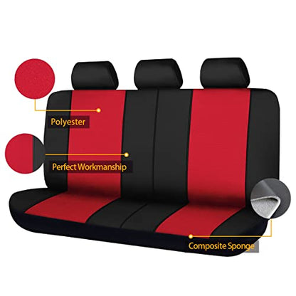 Flying Banner Rear Bench car seat Covers car seat Protectors Split 40/60 50/50 60/40 (Black & Red, Value) - color: Black & Red, size: Value