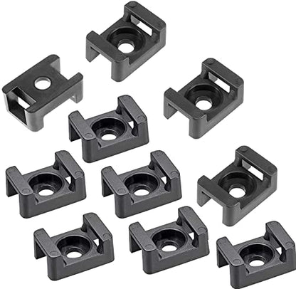 Cable Tie Mounting,100 Pcs Zip Tie Base,5 mm(M5) Screw Hole, 23x16x9(L*W*H) mm Cord Tie Mount Wire Tie Holder Fix Bottom Wire Management for Home/Office/Outdoor/Garden