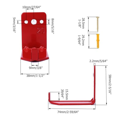Fire Extinguisher Mount Wall Hook Bracket for Holding up to 20 lbs Extinguishers, Suited for Large and Small Dry Chemical and Water Extinguishers - size: 2 Brackets