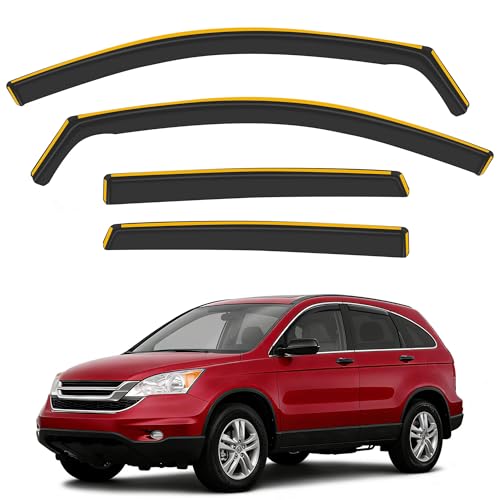 Shatterproof in-Channel Rain Guards for Honda CRV 2007-2011, Clip-on Window Deflectors Vent Window Visors Rain Sun Wind Guards Shade Deflectors - size: For CRV 2007-2011