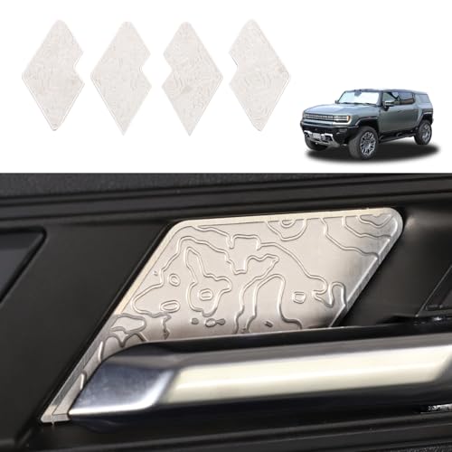 for Hummer EV Accessories Car Inner Door Panel Trim Sticker Front Rear Door Handle Panel Protection Cover Decoration Sticker Molding Compatible with Hummer EV SUV Truck 2022-2024 2025 4PCS (Silver) - color: Silver