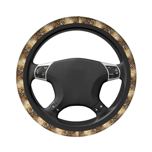 Leopard Zebra Print Steering Wheel Covers Non Slip Neoprene Universal 15 Inch Steering Wheel Protector Car Cover for Men Women - color: Leopard Zebra Print