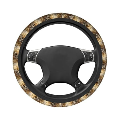 Leopard Zebra Print Steering Wheel Covers Non Slip Neoprene Universal 15 Inch Steering Wheel Protector Car Cover for Men Women - color: Leopard Zebra Print