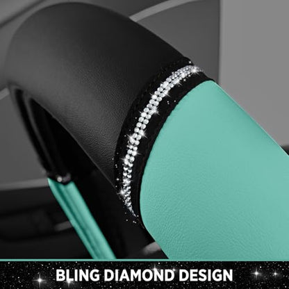 Road Comforts Leather Steering Wheel Cover - Made with PVC Leather - Anti-Slip, Universal Fit 14 1/2 inches to 15 inches - Mint - color: Mint