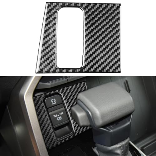 NVCNX Real Premium Carbon Fiber for Toyota Tundra 2022-2026 / Sequoia 2023-2026 2024 2025 Center Console Electronic Handbrake Button Panel Cover Interior Trim Accessories Overlay Sticker Decal 1PC - color: Center Console Electronic Handbrake Button Trim