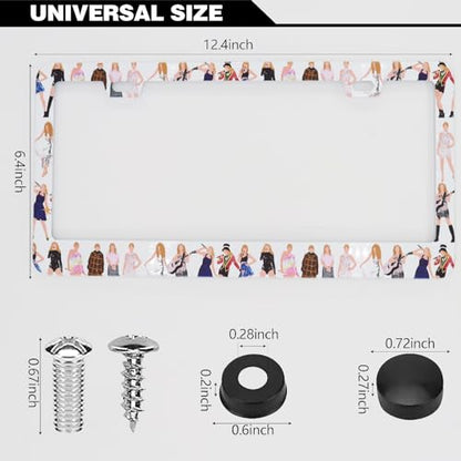 Pop Singer License Plate Frames, 2 Pack Album Inspired Music Lover Fans Gift Car Plate Frame, Stainless Steel License Plate Holders Covers with Free Screws Fasteners Caps (Pop Singer) - color: Pop Singer