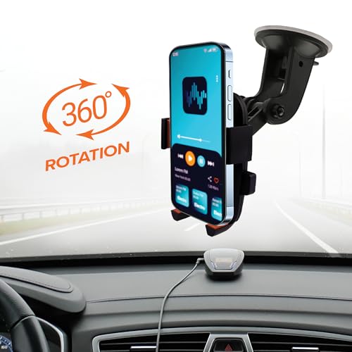 Armor All Phone Mount for Cars, 3-in-1 Phone Holder, Suction Dashboard, Windshield, & Vent Mount, 360° Rotation, Fits iPhone Max, Android, and All Smartphones, 3.5” inch Grip, Quick Release Button