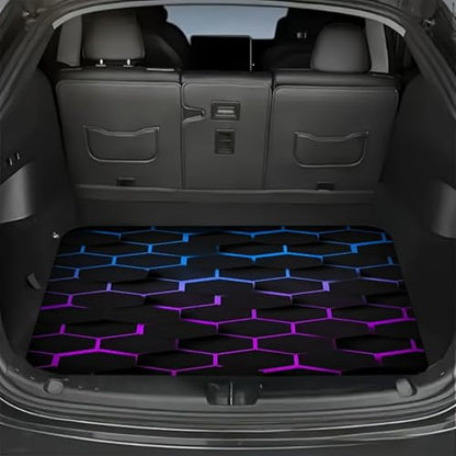 Universal Car Trunk Mat 29" x 39", Blue-Purple Geometry All Weather Trunk Protection Cargo Liner,Durable Cargo Mat Rear Trunk Liner, Stylish Vehicle Interior Accessories Suitable for Most Car Models - color: Blue-Purple Geometry