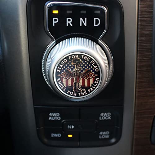 Gear Shift Switch Knob Cover Aluminium Dial Shifter Trim Plate for Dodge Ram 1500/2500,Dodge Durango, Chrysler 300/200 Battlefield Cross Stand for The Flag Kneel for The Fallen Patriotic - color: Stand for The Flag