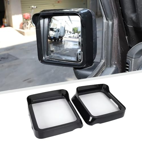 2PCS Rear View Mirror Protector Frame Rain Visor Eyebrow Guard Rearview Side Mirror Cover Trim Compatible with Jeep Wrangler JL Gladiator JT 2018-2025 Car Exterior Accessories (Black) - color: Black