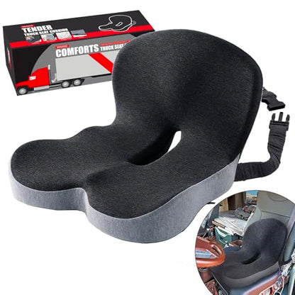 Ergonomic Seat Cushion with Adjustable Strap, Memory Foam Office Chair Seat Cushion with L-Shaped Design, Car Seat Cushion Fits for Truck Driver Semi Truck, Gaming Chair, Desk, Light&Dark Gray - color: Dark Gray+light Gray