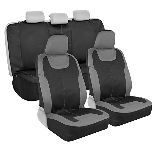 Motor Trend Perfect Symmetry Gray Car Seat Covers, Full Set – Waterproof Neoprene Foam Lining, Durable Front and Back Rear Bench Protectors, Fits Most Car Truck Van and SUV - color: Gray Front Black Rear
