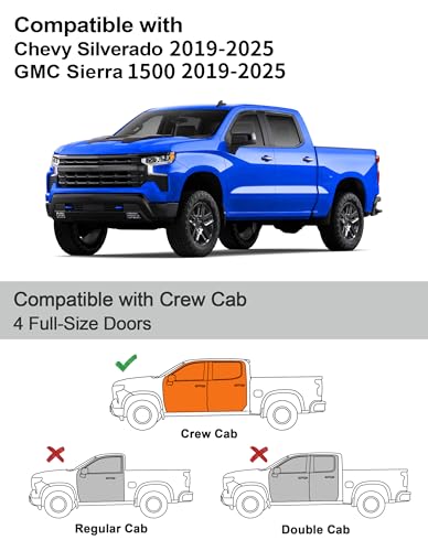 in-Channel Window Rain Guards Fit for Chevy Silverado 1500/GMC Sierra 1500 2019-2026 Crew Cab Extra Durable Window Deflectors Window Visors Vent Visors Vent Shades Truck Accessories - size: 2019-2026 Chevy Silverado/Gmc Sierra 1500 Crew Cab