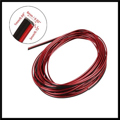 Car Interior Gap Door Edge Trim Strip Line Chrome Red 8m 26.25ft Durable Material
