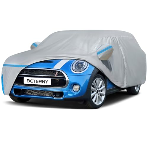Car Cover for 2014-2026 Mini Cooper 4 Door, Waterproof Custom-fit All Weather Sun Rain UV Dust Snow Protection Outdoor Full Car Cover with Door Zipper and Cotton Lining-Grey - size: Mini Cooper 4 Door