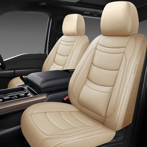 NS YOLO Leather Car Seat Covers Full Set,Universal Fit for Most Cars,SUVs and Sedans,Waterproof Luxury Leatherette Cushions, 5 Seats Protectors (Beige, Front Pair-2 Seats(Driver and Passenger)) - color: Beige, size: Front Pair-2 seats(driver and passenger
