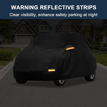 X AUTOHAUX Car Cover for Smart Fortwo 2007-2019 Aluminum Film Outdoor Waterproof Sun Rain Snow Hail Protection with Driver Door Zipper - size: for Smart Fortwo 2007-2019
