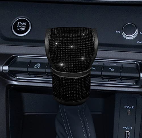 Plush Auto Gear Shift Knob Cover with Crystal Glitter Bling Rhinestones for Girls,Lady Universal Fit (Bling) (Black) - color: Black