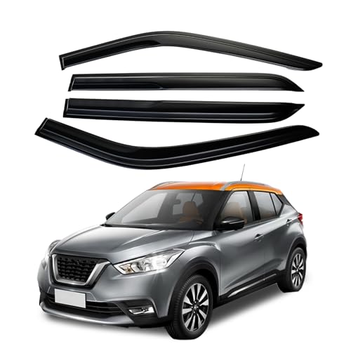 Tape-On Side Window Visor Deflectors for 2018-2023 N-issan Kicks S SV SR Smoke Tinted Rain Guards Shield Shade - size: 2018-2023 N-issan Kicks