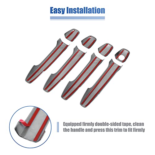 X AUTOHAUX 8 Pcs Car Door Handle Cover Trim Carbon Fiber Pattern W/Key Hole for Subaru WRX STi 2015-2021 Door Handle Protector Trim Exterior Decoration No Keyless Hole