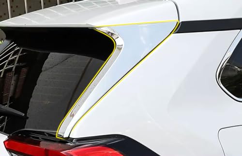 Rear Window C Pillar Side Wing Triangle Cover Trim Compatible with Toyota RAV4 2025 2024 2023 2022-2019 Exterior Car Accessories ABS 2PCS(Glossy Chrome Style) - color: Glossy Chrome Style