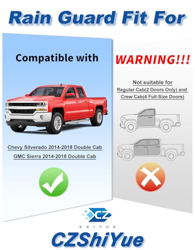 in-Channel Window Rain Guards Fit for Chevy Silverado/GMC Sierra 2014-2018 Double Cab Rain Guard Extra Durable Window Deflectors Truck Window Vent Visors Shades Exterior Car Accessories - size: For 2014-2018 Silverado/GMC Sierra Double Cab