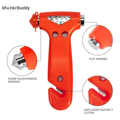 MOTORBUDDY 2-Pack Car Safety Hammer Seatbelt Cutter, Auto Emergency Escape Hammer with Window Glass Breaker and Seat Belt Cutter, Striking Red Escape Tool for Car Accidents - color: Red