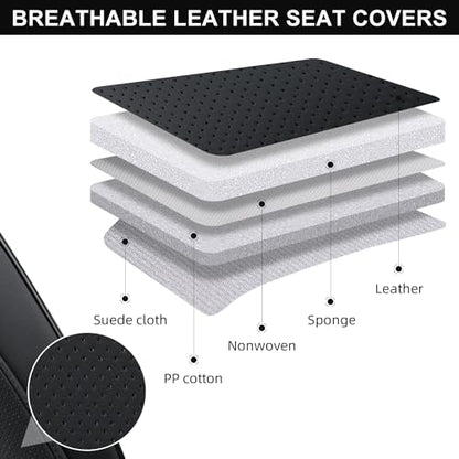 TIEHESYT Car Seat Covers Full Set, Breathable Leather Automotive Front and Rear Seat Covers, Car Seat Protectors Full Set, Compatible with Most Vehicles, SUV (Elegant Black, Front Pair and Rear) - color: Elegant Black, size: Front Pair and Rear Headrestle