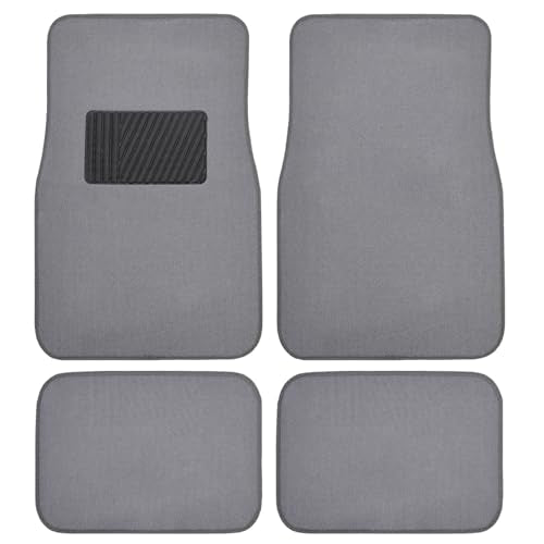 BDK Premium Light Gray Carpet Floor Mats for Cars - Universal Fit Interior 4-Piece Car Mats Full Set with Vinyl Heel Pad Protector - Cute Car Accessories Interior Floor Covers for SUVs & Trucks - color: Light Gray
