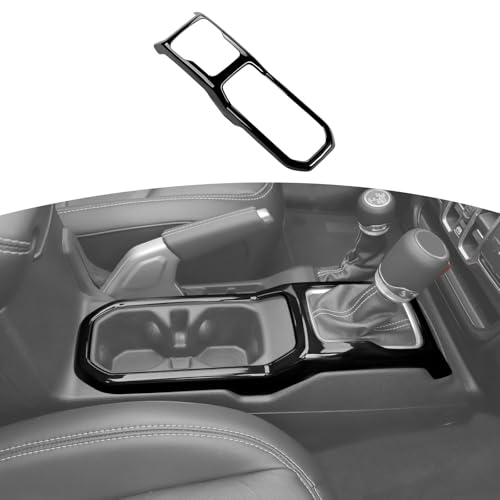 RT-TCZ for Jeep JL Center Console Gear Shift Cup Holder Panel Trim Cover for Jeep Wrangler JL JLU 2018 up for Gladiator JT 2020 up Black Interior Accessories - color: Black