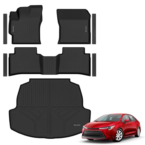 Floor Mats & Cargo Liner for 2020-2024 2025 2026 Toyota Corolla/Corolla Hybrid Sedan (Not for Hatchback) All Weather Protection TPE Rubber Full Set Automotive Accessories, Black - size: Floor Mats & Cargo Liner for 2020-2025 Corolla