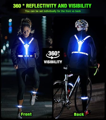Led Light Up Running Vest Reflective Vest for runners night walking, Rechargeable Reflective Running Vest High Visibility - color: Bule