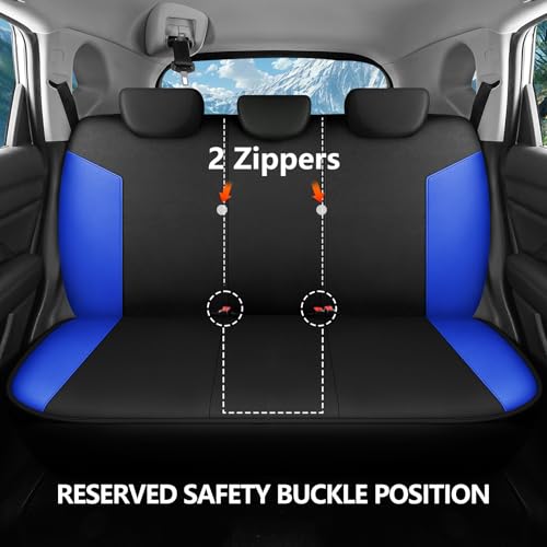 HChengkikz Car Seat Covers Full Set, Waterproof Neoprene Car Seat Covers, Airbag Compatible, All Season Protection Universal Fit Most Cars, Trucks, SUVs (Black + Blue) - color: Black Blue, size: Full Set