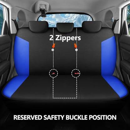 HChengkikz Car Seat Covers Full Set, Waterproof Neoprene Car Seat Covers, Airbag Compatible, All Season Protection Universal Fit Most Cars, Trucks, SUVs (Black + Blue) - color: Black Blue, size: Full Set
