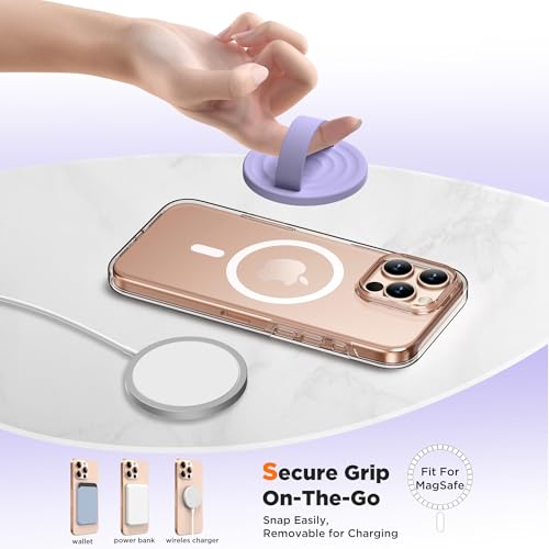 Magnetic Phone Grip Ring Holder, Liquid Silicone Magnet Cell Phone Grip Finger Loop, Compatible with Magsafe, Back of Phone for iPhone 17/16/15/14/13/12 Series, Lilac Purple - color: Lilac Purple